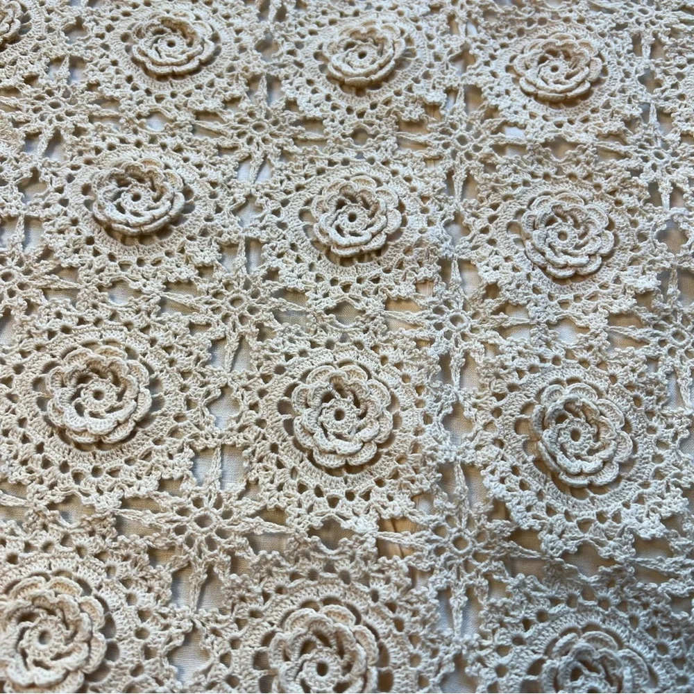 Elegant VTG Keeco Crochet Cottagecore Pillow Covers In Ivory/Cream